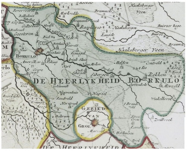 Kaart van de omgeving van Groenlo, 1741